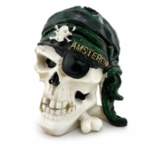 Amsterdam Pirate Skull Asbak – Witte Schedel met Groene Bandana