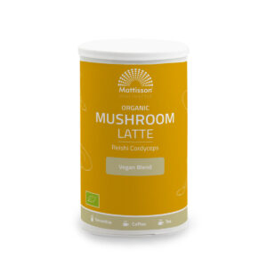 Latte.jpg Biologische Mushroom Latte Reishi – Cordyceps 160 g