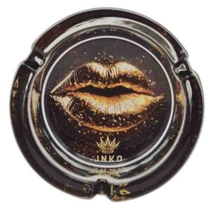 ashtray-golden-lips-1.jpg 10cm Ashtray Round Glas Luxury Art Golden Lips