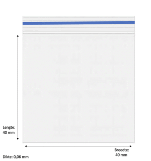 ZIP LOCK ZAKJES (GRIPZAK) – BLAUW – 100 STUKS ( L 40 X B 40 X D 0,06 MM)