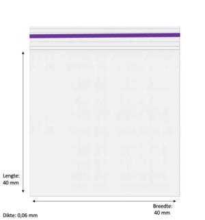 ZIP LOCK ZAKJES (GRIPZAK) – PAARS – 100 STUKS ( L 40 X B 40 X D 0,06 MM)