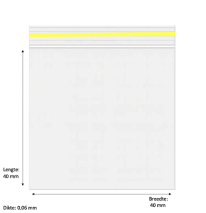 ZIP LOCK ZAKJES (GRIPZAK) – GEEL – 100 STUKS ( L 40 X B 40 X D 0,06 MM)
